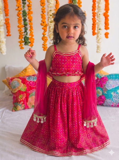 The Pink Bandhej Lehenga Set